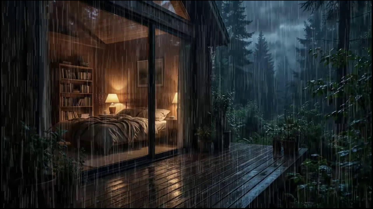 Quiet Rainy Forest Cabin 🌲 | Slow rain ambience with natural rain sounds for night relaxation