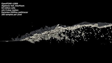 Paraview raytracing of an OpenFOAM hydraulic jump simulation