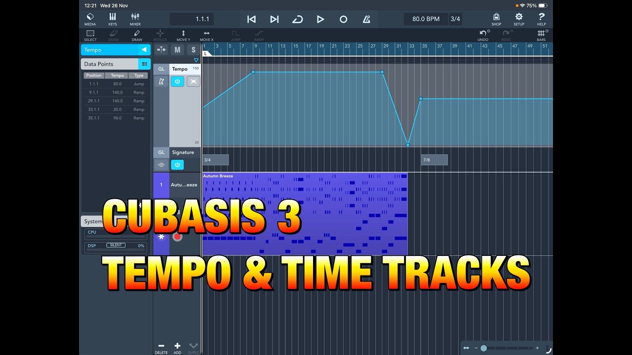 Cubasis 3 — Мини-уроки — Объяснение треков темпа и размера — iOS