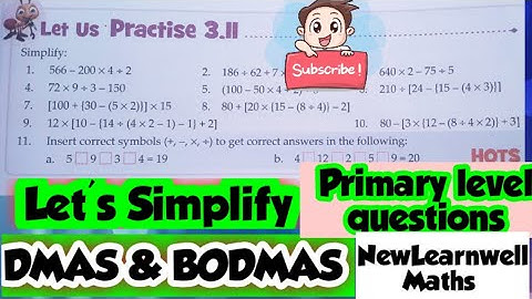 SIMPLIFY DMAS & BODMAS | Class5 NewLearnwell Mathematics || PrincessTiara