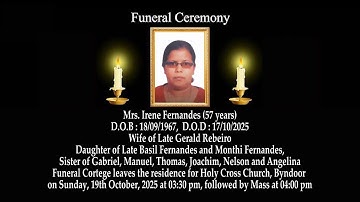 Funeral Ceremony of Mrs. Irene Fernandes (57 years) | Holy Cross Church, Byndoor