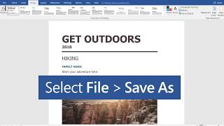 Save a document in Microsoft Word