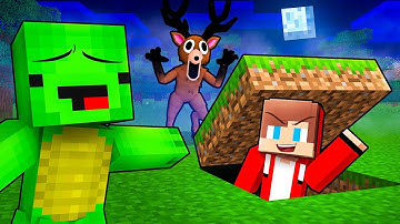 JJ and Mikey Built a Secret Base Inisde 99 Nights In The Forest in Minecraft - Maizen