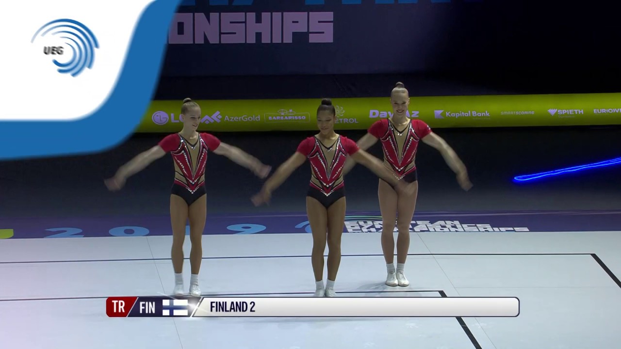 Linn AGHA, Erika RAUTIAINEN & Fanny SAMPPA (FIN) - 2019 Aerobics European Championships, trio final