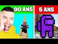 Je ragis  minecraft  des ges diffrents 90 ans 