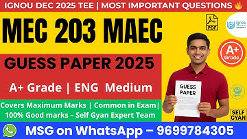 MEC 203 Guess Paper 2025 | IGNOU MA Economics Important Questions | Pass Exam Easily