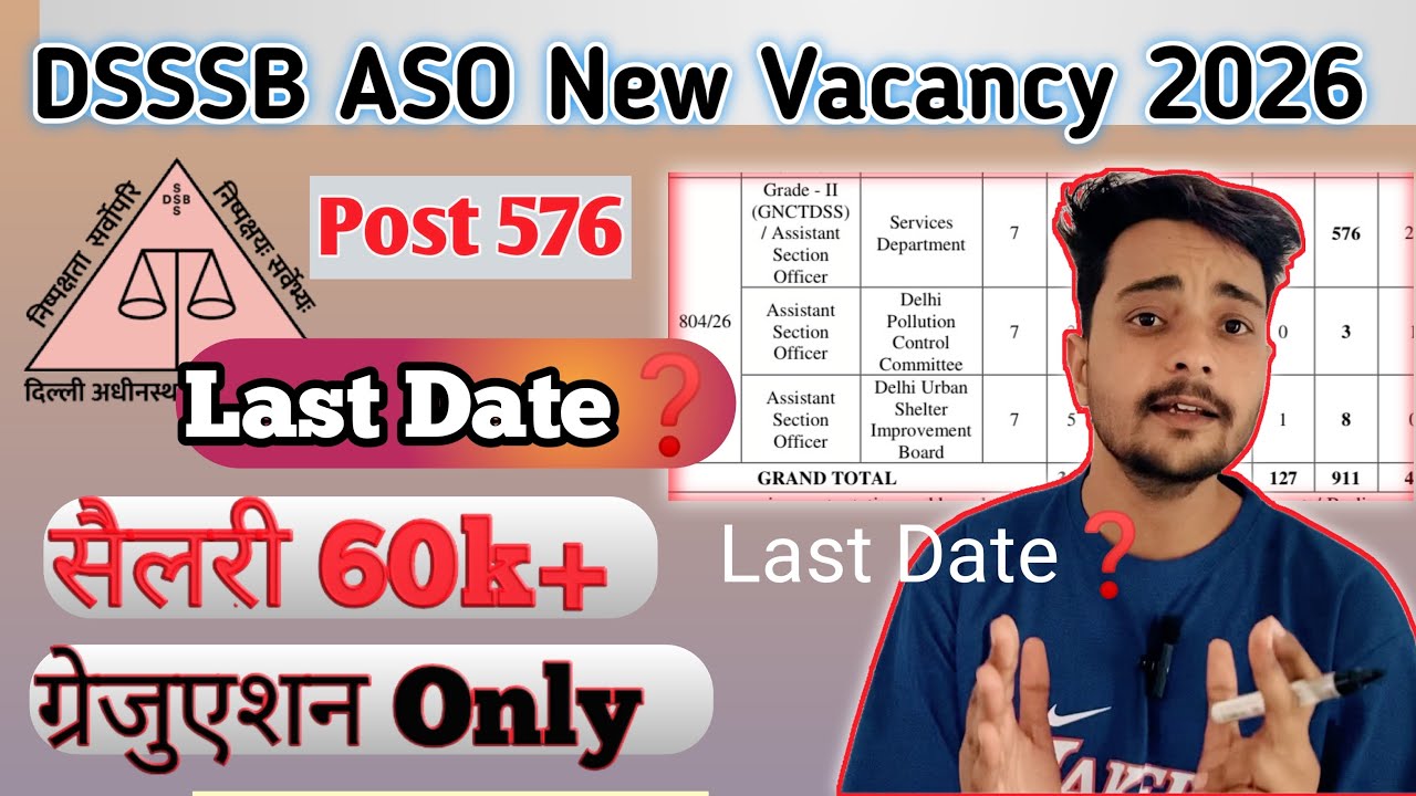 DSSSB ASO Vacancy 2026 Out | DSSSB ASO, Syllabus, Exam Pattern| dsssb assistant officer#dsssb