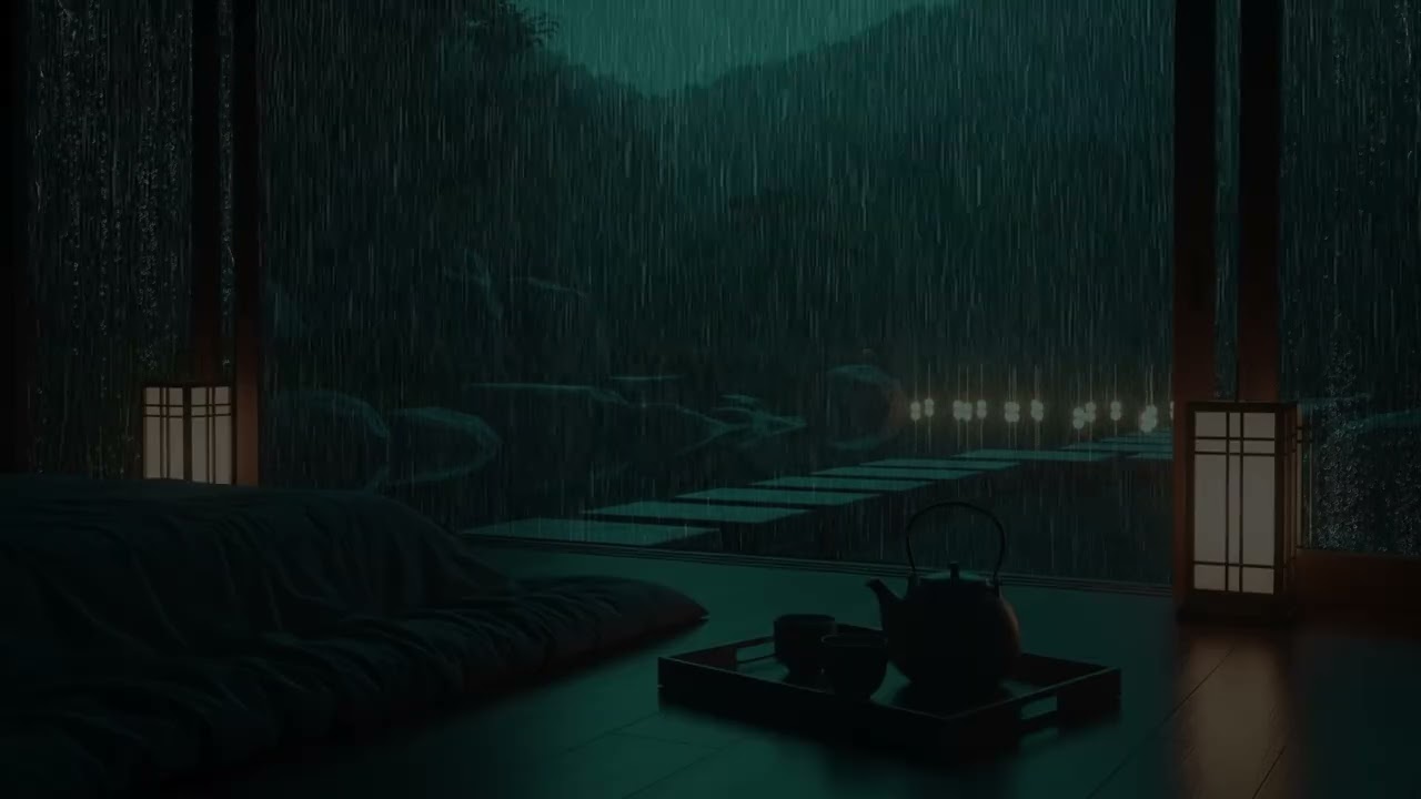 Night Rain Echoing Through the Room | Calm Ambience for Sleep & Relaxation