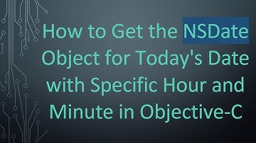 How to Get the NSDate Object for Today