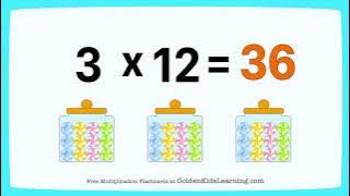 Multiplication Concept Multiply by 3 | 3 Times Table | Golden Kids Learning