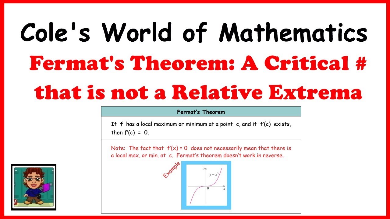 Fermat S Theorem A Critical Number That Is Not A Relative Extrema Cal Theorems Email Subject Lines Calculus Fermat S Theorem A Critical Number That Is Not A Relative Extrema Cal Theorems Email Subject Lines Calculus