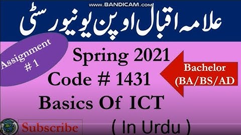 AIOU Code 1431 Solved Asignment No.1 Spring  2021 || Subject: Basics of ICT || Level: Bachelor/BA