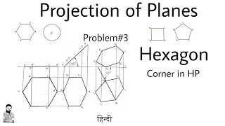 8. Projection of Planes | Problem#3 | Hexagon | Corner in the HP | Most Important Problem