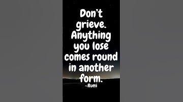 Don’t grieve. Anything you lose comes round in another form. ~Rumi