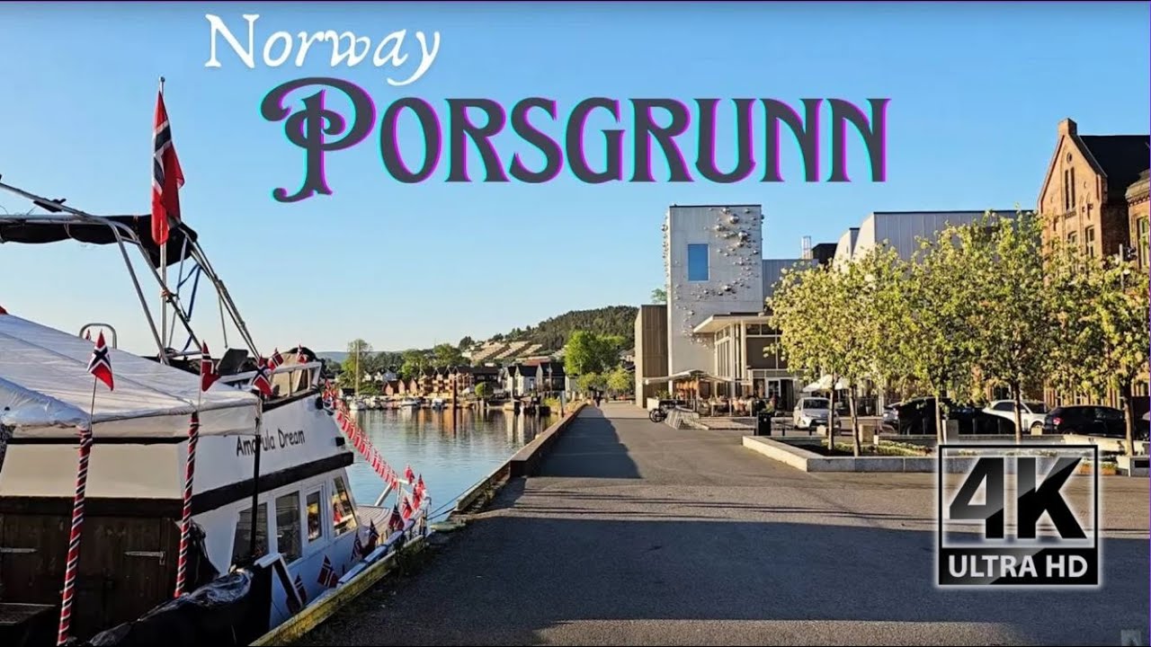 [4K] Porsgrunn, Norway | Walking Tour | Oslo day trip [Captions 🎧 Immersive]