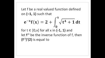 Let f be a real valued function defined on (–1, 1) such that e^(-x) f(x)=2+∫_0^x▒√(t^4+1) dt .....