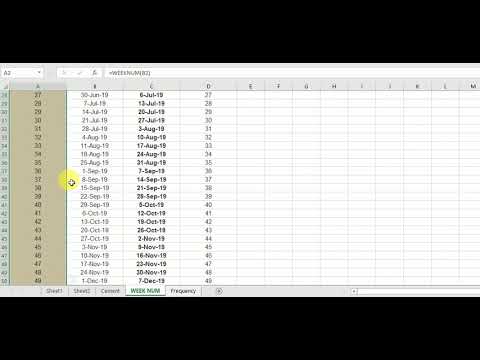 week number formula excel