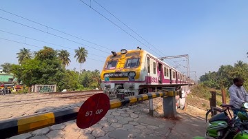 Speedy Modern ICF A/C Medha Emu Local 110 kmph Superb accelerated Skipping Out Railgate