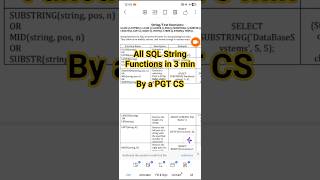 String Functions in SQL #viral #channel #class #sql #trending #motivation #shortsfeed #kvs #exam #yt