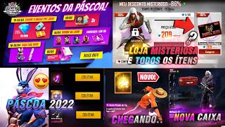 DATA DA LOJA MISTERIOSA E TODOS ITENS, EVENTOS DA PÁSCOA, CUBO MÁGICO? E PASSE BARATO - FREE FIRE