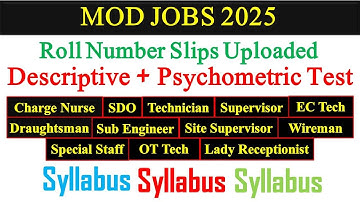 MOD Descriptive and Psychometric Test Syllabus BS-01 to BS-16 | Charge Nurse, SDO, Technician |