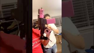 Custom pink hello kitty ar pistol with red dot sight 30 round clip #hellokitty #customguns #arpistol