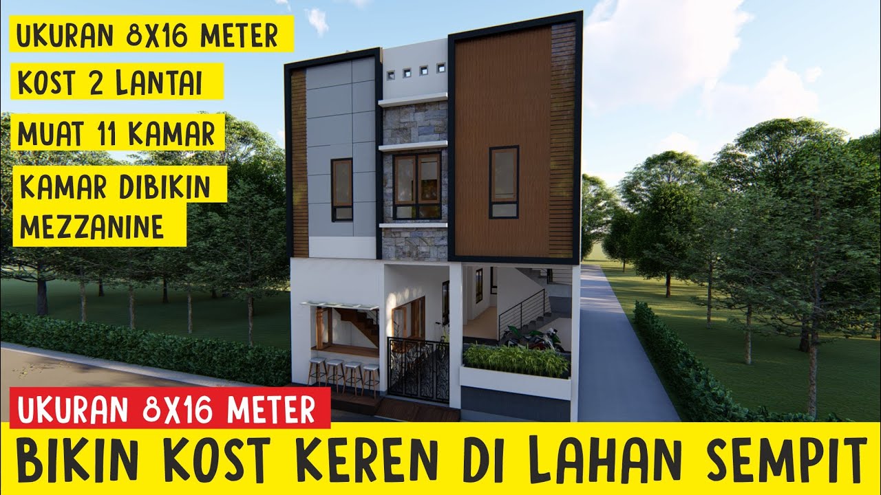  DESAIN  KOST MINIMALIS 8X16 METER kos  kosan 2 lantai 