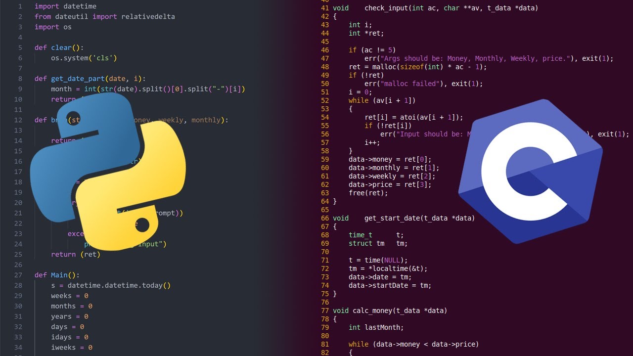 Coding the same program in python and c - YouTube