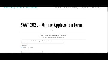 SAAT 2021 - Online Application form ∥ SAAT 2021 - SOA ADMISSION TEST