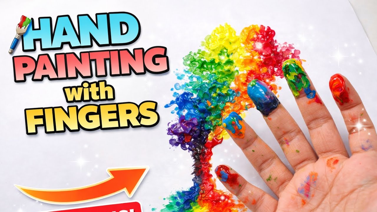 Hand Painting with Fingers 🎨 | Satisfying Color Art | Easy DIY Art ...