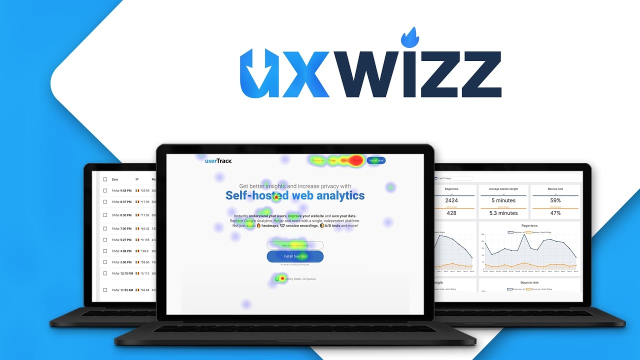 UXWizz - Self-hosted Analytics 1 min Demo