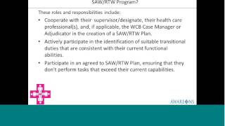 Stay at Work/Return to Work Mini Module 3