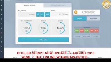 Bitsler script NEW UPDATE 20 Nov 2018 WIN 7 BTC with proof of withdraw.mp4