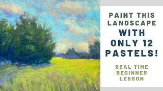 Paint a Landscape with ONLY 12 PASTELS! / BEGINNER Real Time Tutorial screenshot 2