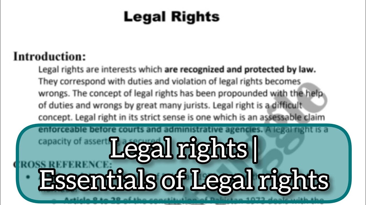 Legal Rights in Jurisprudence Urdu- Hindi | Essential Elements of Legal ...