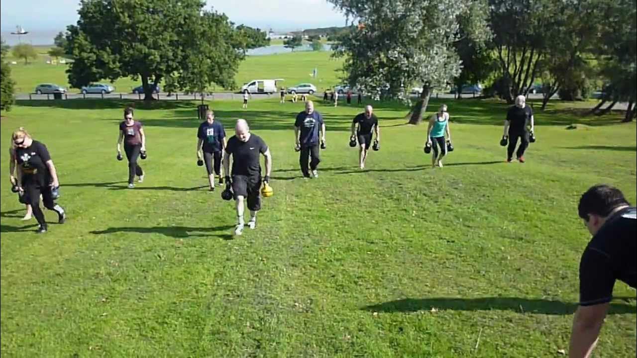 Uphill farmer sprints with kettlebells Bristol Kettlebell club YouTube