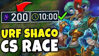 200 CS BY 10 MINUTES CHALLENGE!! - URF Pink Ward Shaco