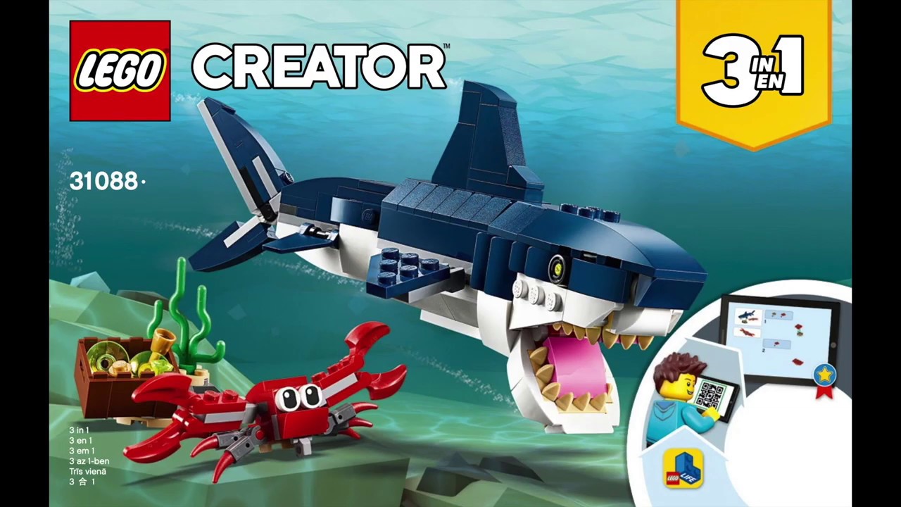 Es midlertidig Indrømme LEGO Instructions - How To-31088-Deep Sea Creatures (Shark & Crab) - YouTube