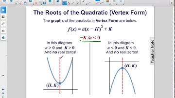 Algebra I Non Linear Functions Calc Roots Quad Vertex Pt 2