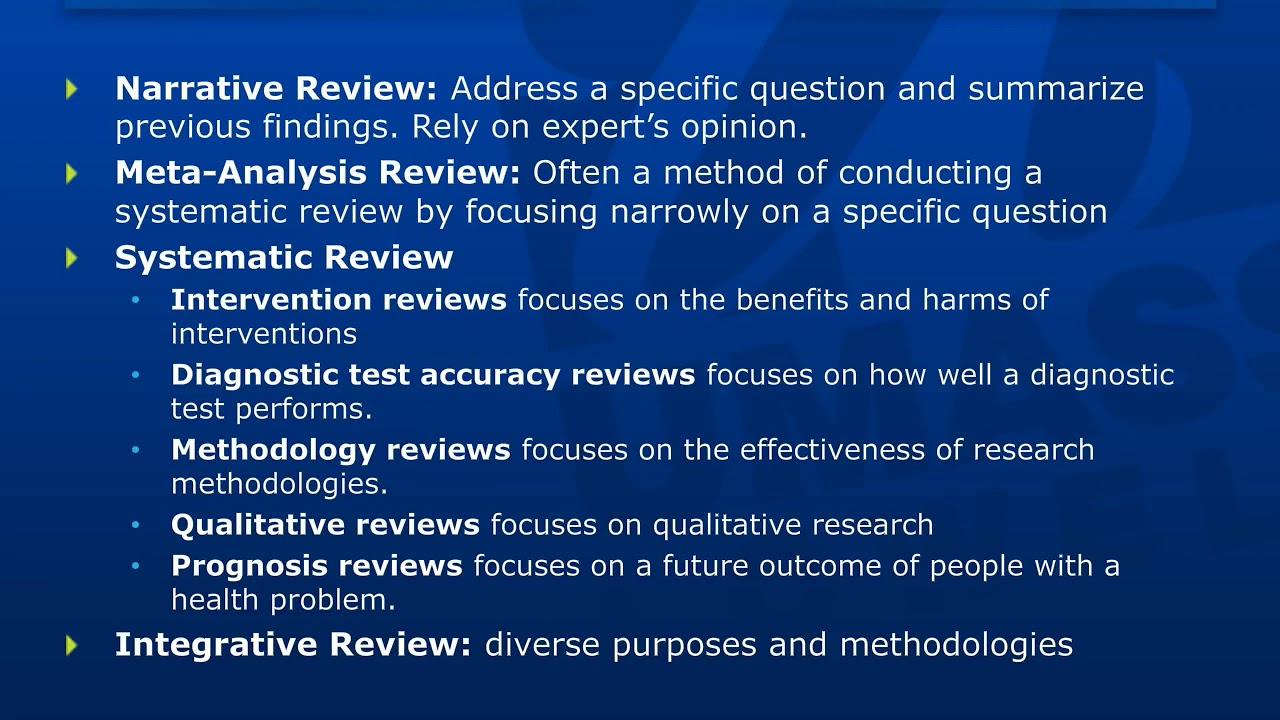 types of review articles in research