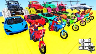 GTAV SPIDER MAN 2, FIVE NIGHTS AT FREDDY'S, THE AMAZING DIGITAL CIRCUS Join in Epic New Stunt Racing