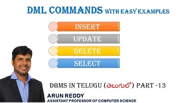 DBMS IN TELUGU PART 13 - DML COMMANDS IN TELUGU |  DML COMMANDS IN SQL TELUGU | DML COMMANDS