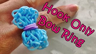 Rainbow Loom Bow Charm / Ring using only the hook and Loom Bands