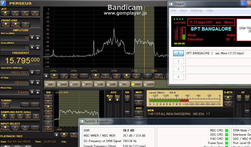 15795kHz AIR DRM test Perseus FDM-SW2