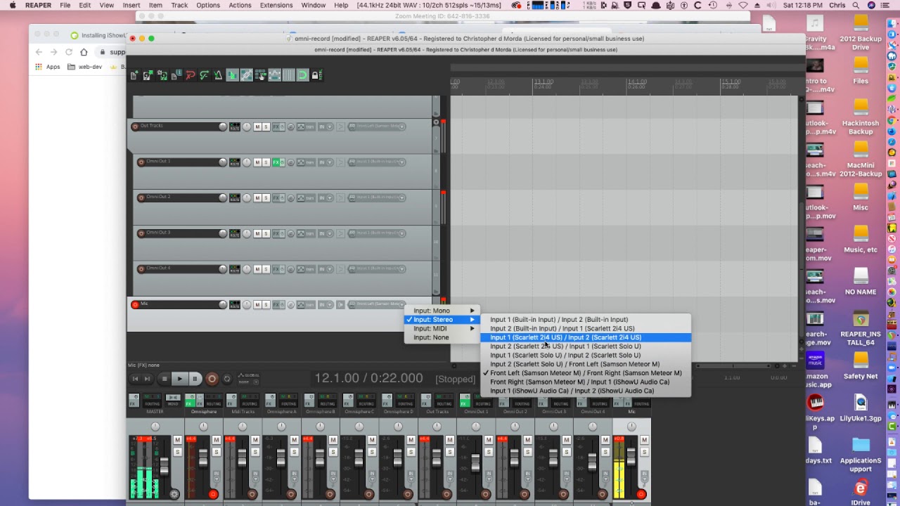 How to send audio from reaper to Zoom YouTube