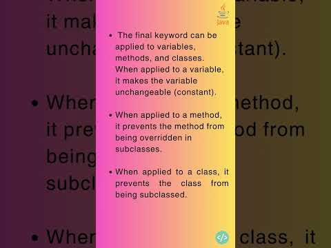 What is the purpose of the final keyword in Java? | #shorts #javabasics #javaconcepts #java