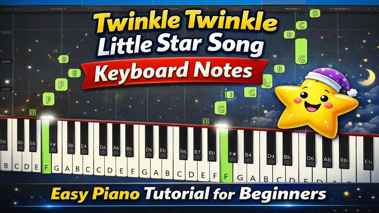 Twinkle Twinkle Little Star Song Keyboard Notes 🎹 | Easy Piano Tutorial for Beginners