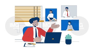 Remote worker video conferencing 2D animation