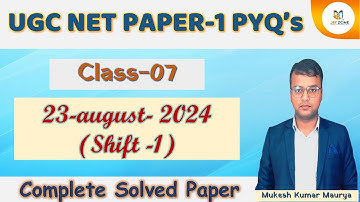 Strategic PYQ Revision for UGC NET Paper 1 | 23-August-2024 Shift 1 | By JRF Zone