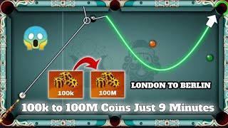 8 Ball Pool - Road 100 Million Coins 😱😍 | London To Berlin Just 9 Minutes |  @AsadPro8bp